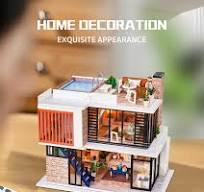 Amazon.com: Spilay - Juego de muebles de madera para casa de muñecas en  miniatura, de bricolaje, modelo de casa miniatura hecha a mano con luz LED  y ...