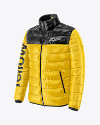 Download Men S Down Jacket Mockup Front Half Side View In Apparel Mockups On Yellow Images Object Mockups