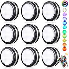Bjour Led Puck Light Wireless Counter Lights Black Battery Powered Kitchen Cabinet Lights With Remote Control Under Cabinet Light Rgb Stick On Closets Lights 9 Pack Amazon Com