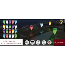 These include solar outdoor lights, solar flood lights, solar work lights, solar indoor lamps and solar bollards. Solar Magic Colour Led Path Light 20 Pack Bunnings Australia