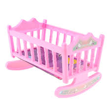 Sweet Plastic Rocking Cradle Crib Bed Baby Doll Cradle Model Bedroom Furniture Accessory For 20cm Dolls Kids Child Toy Pink Dolls Accessories Aliexpress