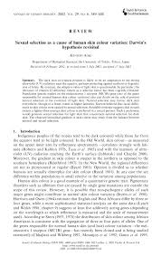 Pdf Sexual Selection As A Cause Of Human Skin Colour Variation Darwin S Hypothesis Revisited