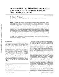 Pdf An Assessment Of Trends In China S Comparative Advantages In Textile Machinery Man Made Fibers Textiles And Apparel
