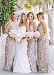 Adrianna Papell Art Deco Beaded Blouson Gown Light Pink Beaded Bridesmaid Dress Bridesmaid Spaghetti Strap Bridesmaids Dresses