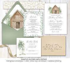 Barn Wedding Invitation Barn Rustic Simple Greenery Etsy Barn Wedding Invitations Wedding Invitations Barn Wedding