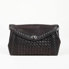 details about bottega veneta metallic intrecciato leather clutch