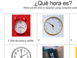 Learn to say the time that something will happen and other useful time expressions. Telling Time Worksheet Spanish Teaching Resources