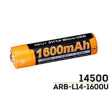 Same size and voltage as aa battery. Fenix 14500 1 5v 1600mah Lithium Ion Li Ion Button Top Battery With Micro Usb Charging Port Arb L14 1600u Arb L14 1600u Alatselam Com
