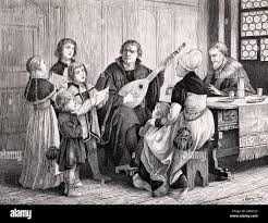 Martin Luther Theologian And Reformer With His Family 1536 Stock Photo Alamy