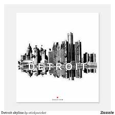 Detroit Michigan Skyline Sticker Zazzle Com Sleeve Tattoos Detroit Tattoo Detroit Skyline