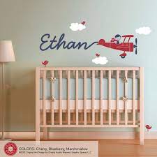 Airplane Wall Decal Boy Name Skywriter For Nursery Baby Children 50 00 Via Etsy Boys Wall Decals Baby Boy Rooms Airplane Nursery Wall
