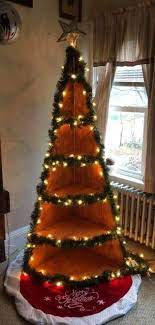6ft Wood Christmas Tree Corner Shelf Smart Size Buildings Corner Christmas Tree Diy Christmas Fireplace Christmas Tree Village Display