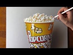 Drawing Popcorn Who Eats It While Watching A Movie Youtube Popcorn Speed Drawing Videos Eat