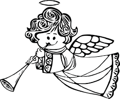 Christmas star 3 b&w i abcteach.com. Free Clipart Of A Cute Angel Playing A Horn