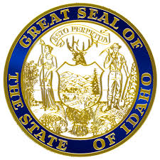 The words state of idaho appear in gold letters on a red and gold band below the seal. Idaho State Seal Images