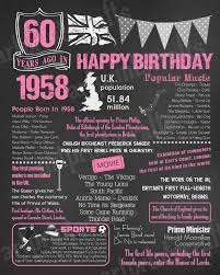 Birthday Gifts For 65 Year Old Woman Uk 60th Birthday Sign U K Version 60th Birthday Gift 1958 Mom Birthday Crafts Birthday Sign Birthday Poster