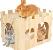 Maison Lapin en Bois, Cabane Lapin Interieur avec Toit Grande Abris pour  Petits Animaux, Facile à Monté Maison de Jeu pour Cochons d'Inde Lapins ...
