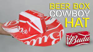 Make An 18 Pack Beer Box Cowboy Hat Youtube Beer Box Cowboy Hats Beer Box Hat