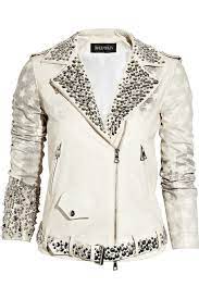 Pin By Nicole Procise On Put This On My Body Studded Leather Jacket Fur Collar Leather Jacket White Leather Jacket
