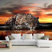 Custom Photo Wallpaper 3d Stereoscopic Animal Leopard Mural Etsy Custom Photo Wallpaper 3d Wallpaper Mural Wall Painting Living Room