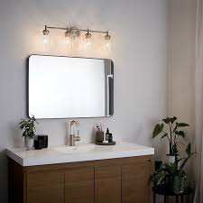 From vanity lights, bathroom light fixtures and bathroom sconces to flush mount lights and bathroom exhaust fans when selecting your bathroom lighting, consider adding a vanity light bar. The Gray Barn Saffron 4 Light Brushed Nickel Bath Vanity Light Brushed Nickel Overstock 19555670