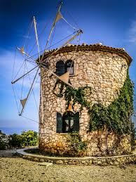 Old Stone Windmill In Skinari Zakynthos Zakynthos Zakynthos Greece Windmill Water