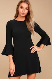 Center Of Attention Black Flounce Sleeve Dress In 2020 Black Short Dress Perfect Little Black Dress Fashion