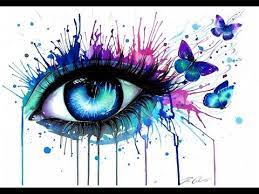 How To Paint A Colorful Eye With Butterflies Speedpainting Eye Painting Eye Art Watercolor Eyes
