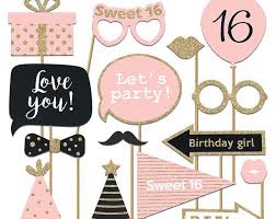 Birthday Photo Booth Props Printable Pdf Blush Rose Gold Balloon Garland Kit Rosa Oro Palloncino Etsy Birthday Props Birthday Photo Booths Sweet 16 Photos
