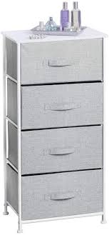 Six drawers run smoothly on metal glides, offering easy access to storage for clothing and bedroom items. Amazon Com Mdesign Vertical Dresser Storage Tower Sturdy Steel Frame Wood Top Easy Pull Fabric Bins Organizer Unit For Bedroom Hallway Entryway Closets Textured Print 4 Drawers Gray White