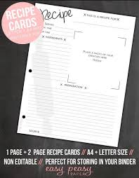 Printable Recipe Card Printable Recipes Recipe Binder Etsy Recipe Cards Template Printable Recipe Cards Family Recipe Book