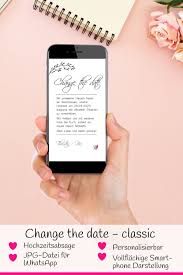 Planen sie vereinbarungen vor der hochzeit und aufgaben (die app wird sie daran erinnern, was und die app informiert sie, was wann getan werden muss! Change The Date Classic Elektronische Absage Etsy In 2020 Diy Hochzeit Planen Hochzeit Hochzeitseinladung