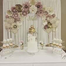 A baby shower can really make mom feel special and loved, which is just what she needs when expecting a new baby! Baptism Paper Flower Backdrop Mauve Gold And Cream Flower Backdrop Baptism Decorations Boy Baby Shower Garland