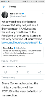 Insurrection definition, an act or instance of rising in revolt, rebellion, or resistance against civil authority or an established government. Tweet James Woods What Would You Like Them To Do Exactly Why Not Just Say It Like You Mean It Advocating The Military Overthrow Of The President Of The United States