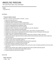 computer systems analyst resume sample