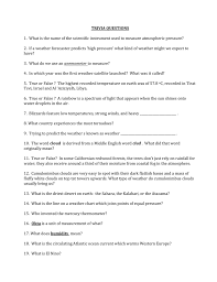 What causes the common cold? Weather Trivia Handout From Science With Mrs Hadley
