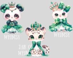 Acquerello Royal Animal Clipart Kawaii Green Princess Animals PNG Download  di immagini digitali per la realizzazione di cartoline Scrapbook Junk  Journal Paper Craft