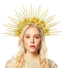 Gül çiçek Halo taç tanrıça Halo kafa festivali kraliçe saç tacı annelik  fotoğraf çekimi başlığı düğün parti dekor