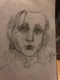 Creator: me Medium: guache Sleeeeeepy kitty. I use (with permission )the  abandoned art pages my kids leave in stacks and create adorable portraits  of our cats.