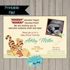 Winnie The Pooh Baby Shower Invitations With Sonogram Pooh Etsy