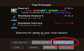 Minecraft incluye una lista de servidores en el juego para multijugador en la cual los usuarios pueden guardar los servidores que visiten. How To Join A Minecraft Server Pc Java Edition Knowledgebase Shockbyte