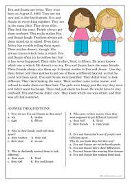 Answers for worksheets in this section can be found at. Reading Comprehension For Beginner And Elementary Students 9 English Esl Worksheets For Distance Learning And Physical Classrooms