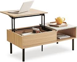 Depending on the decor of. Amazon Com Harmati Lift Top Coffee Table With Storage Lift Up Center Table For Living Room Home Mid Century Modern Pop Up Rising Adjustable Furniture Table Oak Cement Effect Kitchen