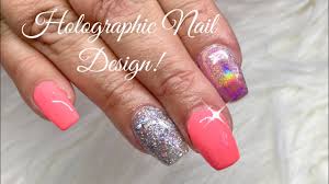 Cute acrylic nails fun nails uñas color coral coral nails with design nails design botanic nails cute nail colors peach nails coral gel nails. Acrylic Nails Holo Powder Coral Gel Loose Glitter Youtube