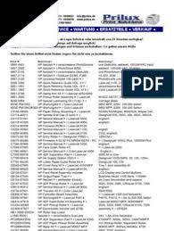 Available in different frequency ranges standards: Ersatz Teil Liste