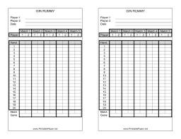 •gin rummy is a game of Printable Gin Rummy Score Sheet
