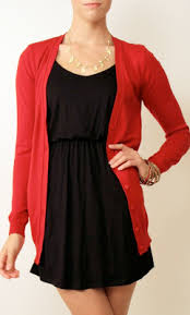 Black And Red Cardigan Outfit Post Red Cardigan Black Dress Red Ballet Flats Red Cardigan Winter Fashion Outfits Simple Black Dress