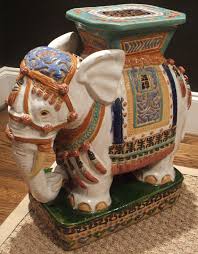 Chinoiserie Chic Elephant Garden Stool High Low Ceramic Elephant Elephant Plant Garden Stool