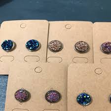 Earring Cards Kraft Display Card Retail Hang Tag 67mm by 50mm Cardstock  Blank Eco Environmentally Friendly 25 50 100