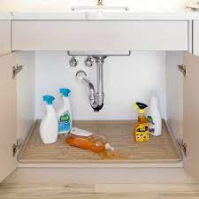 Beige kitchen depth under sink cabinet mat drip tray shelf liner xtreme mats under sink cabinet mats are capable xtreme mats under sink cabinet mats are capable of holding 1.3 to 3 gal. Xtreme Mats Under Sink Kitchen Cabinet Mat 27 5 8 X 21 7 8 Beige For Sale Online Ebay